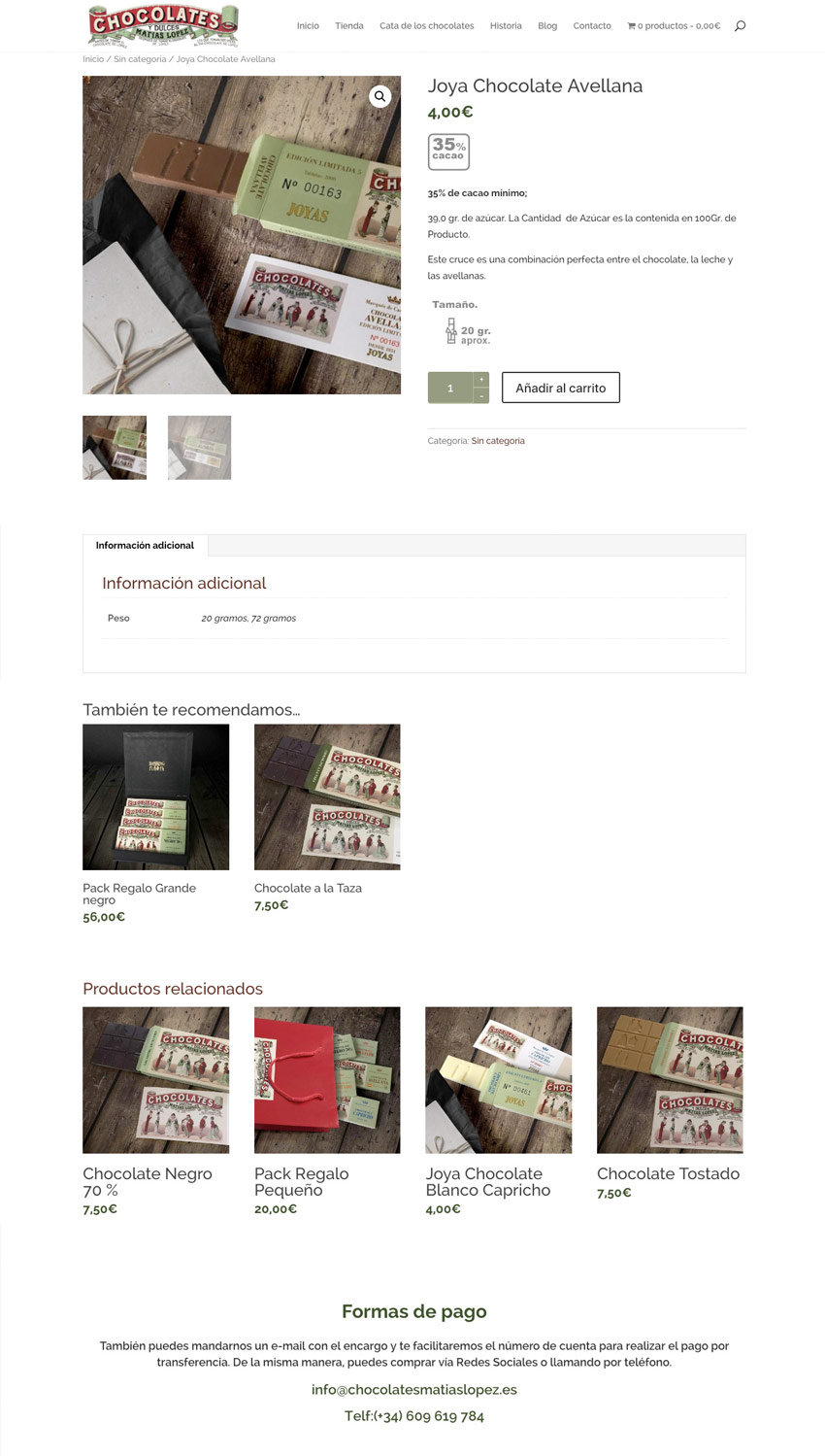Diseño y desarrollo web para chocolates matias lopez