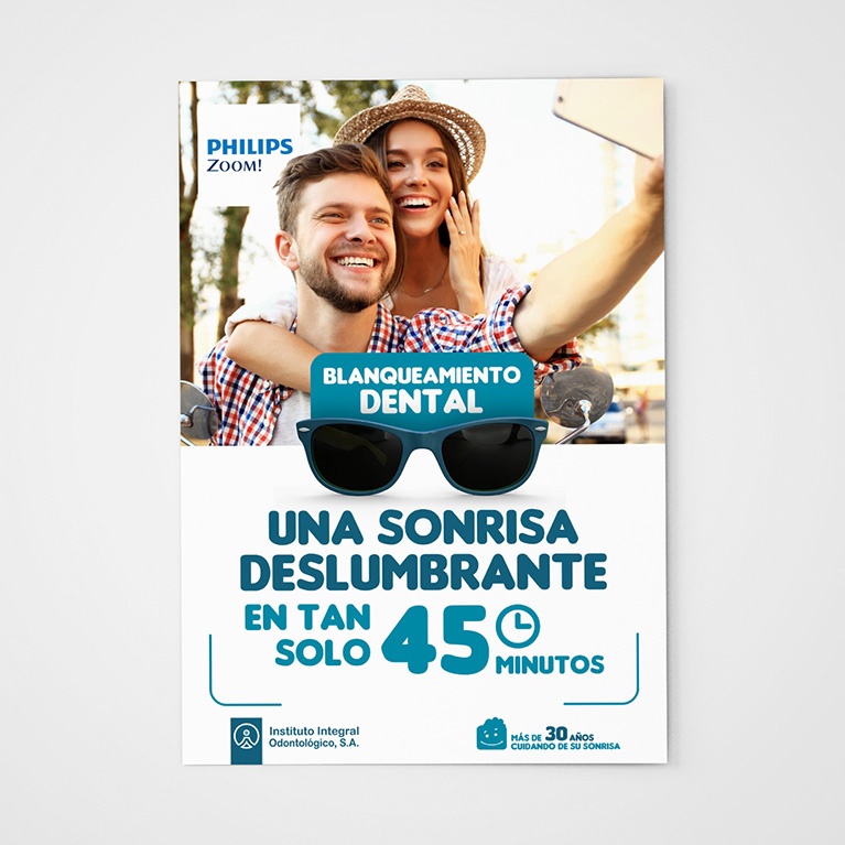 Diseño e impresión de carteles en gran formato, para las campañas bimensuales de la clínica dental.