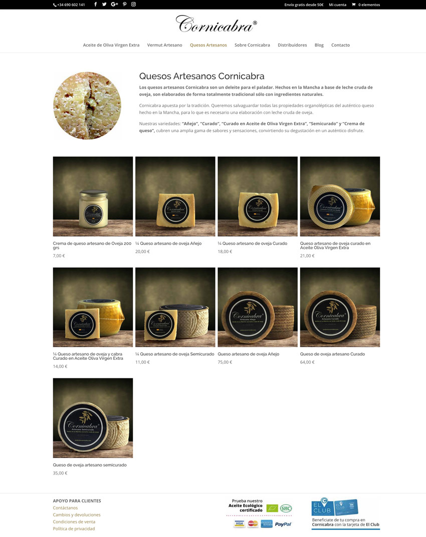 Diseño y desarrollo completo de la tienda online para una marca de productos Gourmet.