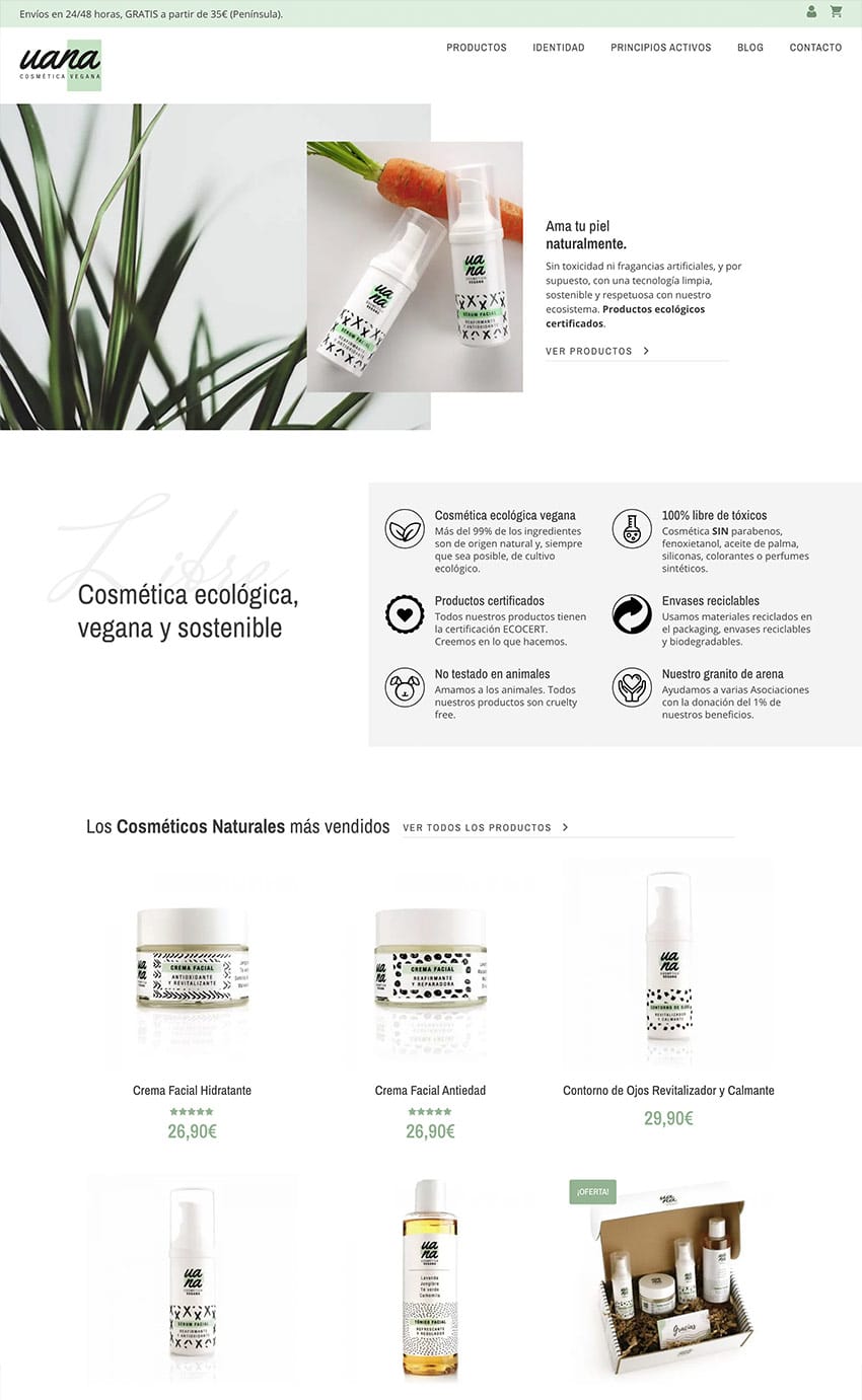 Diseño Web en Madrid UANA Cosmetica
